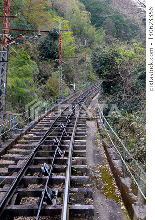 近鐵西信木纜車線 纜車8號 纜車正在上拉 130623356