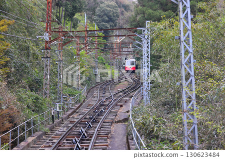 近鐵西信木纜車線 7號纜車瑞雲降下至纜車線上。 130623484