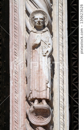 Saint Peter of Verona, statue on Facade of Sant`Anastasia Church in Verona, Italy 130623626