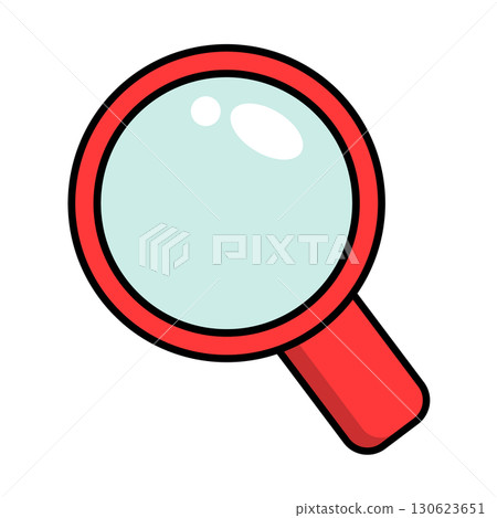 Red magnifying glass icon illustration 130623651