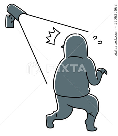 感應器燈照亮的竊賊_單色 感應器燈照亮的竊賊_單色 130623668