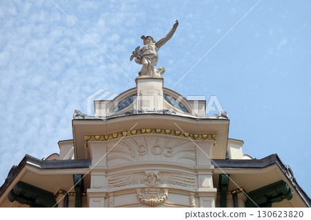 Mercury, the Roman God, at the top of the Galeria Emporium, former Mercure Center (1903), Ljubljana, Slovenia Mercury, the Roman God, at the top of the Galeria Emporium, former Mercure Center (1903), Ljubljana, Slovenia 130623820
