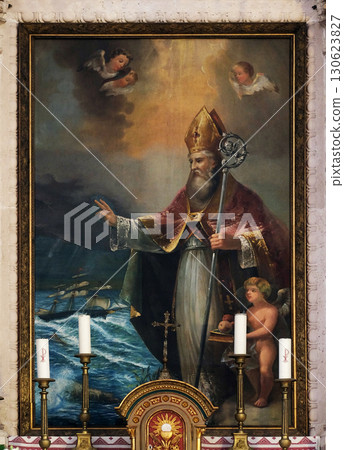 St. Nicholas the patron of sailors, the altarpiece in the parish church of St. Nicholas in Cilipi, Croatia St. Nicholas the patron of sailors, the altarpiece in the parish church of St. Nicholas in Cilipi, Croatia 130623827