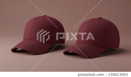 Set of Two Burgundy Caps on a Neutral Background Set of Two Burgundy Caps on a Neutral Background 130623903