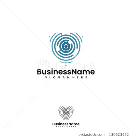 High technology shield security scanner logo company design template High technology shield security scanner logo company design template 130623922