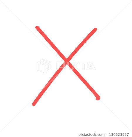 Handwritten Red X or X - Simple Wrong Symbol, Cross, or Cross Mark Design Material 130623937