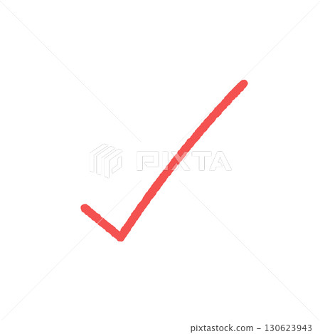 Handwritten red check mark - Simple check mark, DONE symbol, and scoring design element Handwritten red check mark - Simple check mark, DONE symbol, and scoring design element 130623943