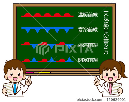 Illustration material of a child explaining the front line on a blackboard 130624001
