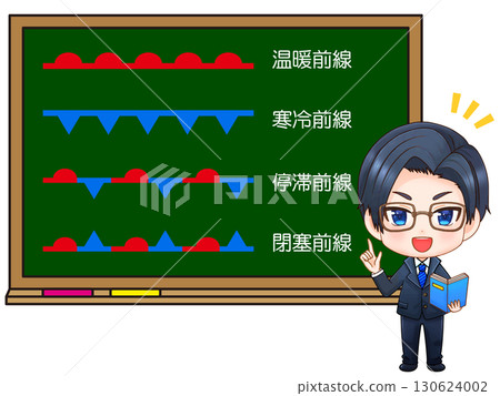 男老師在黑板上講解前線的插畫素材 男老師在黑板上講解前線的插畫素材 130624002