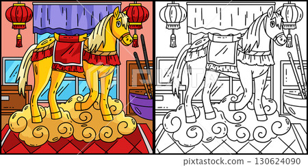 Year of the Horse 2026 on Cloud Base Illustration  130624090