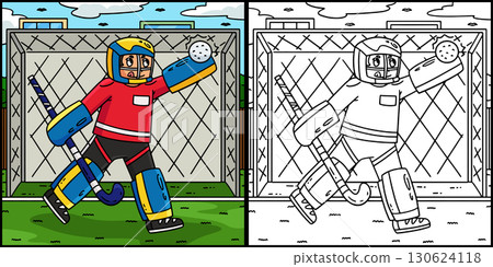 Field Hockey Male Goalie Blocking a Ball  130624118