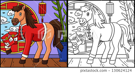 Year of the Horse Fortune Envelopes Illustration  130624124