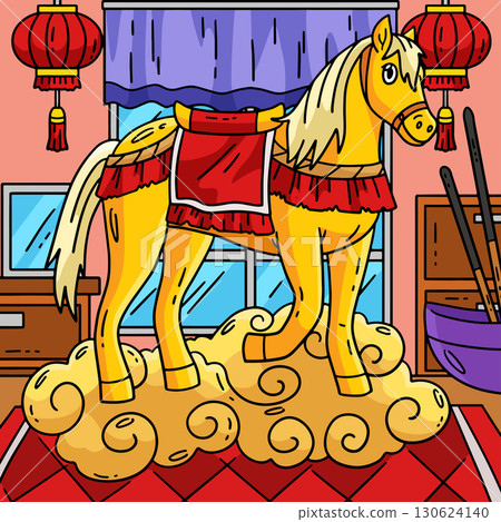 Year of the Horse 2026 Cloud Base Colored Cartoon  130624140