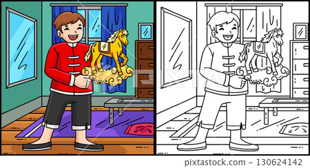 Year of the Horse 2026 Child with Horse Statuette  130624142