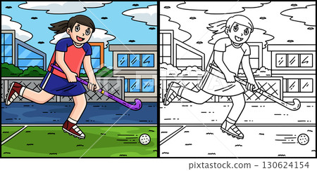 Female Field Hockey Player Chasing a Ball  130624154