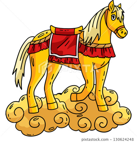 Year of the Horse 2026 Cloud Base Cartoon Clipart  130624248
