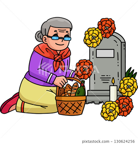 Dia de los Muertos Grandma Decorating a Grave Dia de los Muertos Grandma Decorating a Grave 130624256