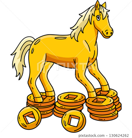Year of the Horse 2026 on Coins Cartoon Clipart Year of the Horse 2026 on Coins Cartoon Clipart 130624262