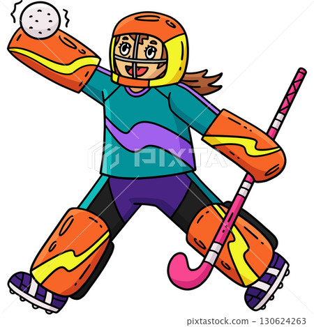 Field Hockey Female Goalie Jumping Cartoon Clipart Field Hockey Female Goalie Jumping Cartoon Clipart 130624263