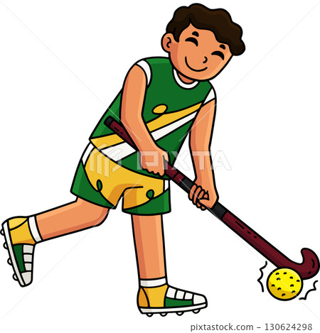 Field Hockey Male Player Directing Ball Clipart  130624298