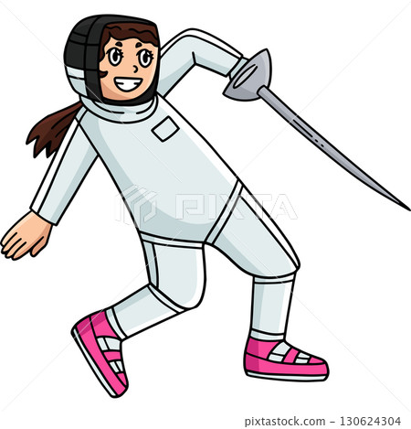 Fencing Female Fencer Disengaging Cartoon Clipart Fencing Female Fencer Disengaging Cartoon Clipart 130624304