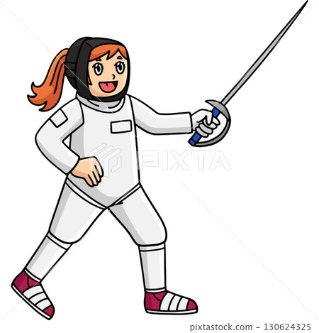 Fencing Female Fencer with a Sabre Cartoon Clipart Fencing Female Fencer with a Sabre Cartoon Clipart 130624325