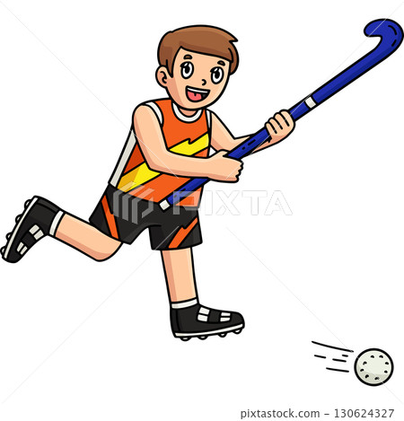 Field Hockey Male Player Chasing the Ball Clipart Field Hockey Male Player Chasing the Ball Clipart 130624327