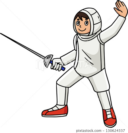 Fencing Male Fencer En Garde Position Clipart  130624337