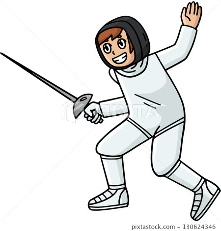 Fencing Male Fencer Practicing Cartoon Clipart Fencing Male Fencer Practicing Cartoon Clipart 130624346