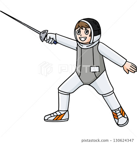 Fencing Male Fencer Lunging Cartoon Clipart Fencing Male Fencer Lunging Cartoon Clipart 130624347