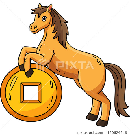 Year of the Horse 2026 and Fortune Coin Clipart Year of the Horse 2026 and Fortune Coin Clipart 130624348
