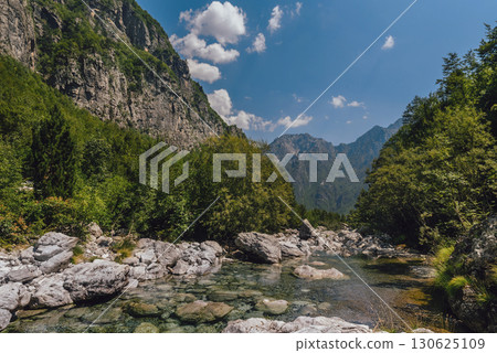 Summer Landscape with Lumi i Thethit River in Mountains 130625109