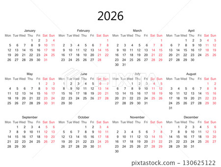 Year 2026 Calendar Layout With Days Highlighted for Easy Reference. Year 2026 Calendar Layout With Days Highlighted for Easy Reference. 130625122