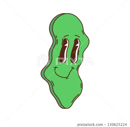 Retro green melting emoji face groovy symbol. Mood and feeling hippie 60s vector symbol, funny and weird green emoji face cartoon vintage sticker. Caricature emoticon expression groovy 80s print Retro green melting emoji face groovy symbol. Mood and feeling hippie 60s vector symbol, funny and weird green emoji face cartoon vintage sticker. Caricature emoticon expression groovy 80s print 130625224
