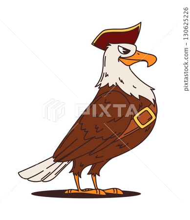 Cartoon eagle pirate of corsair ship crew bird character, vector captain personage. Eagle in sailor tricorne cocked hat or admiral seafarer as Caribbean corsair or seaman sailor animal character 130625226