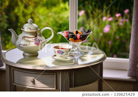 Tranquil Afternoon Tea with Dried Fruits 130625429