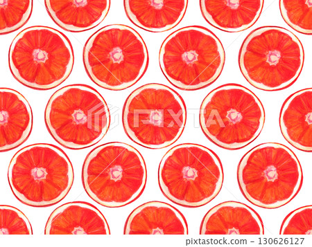 Red orange fruits, citrus slices seamless pattern, sweet background. Hand drawn watercolor illustration for tropical wallpaper 130626127
