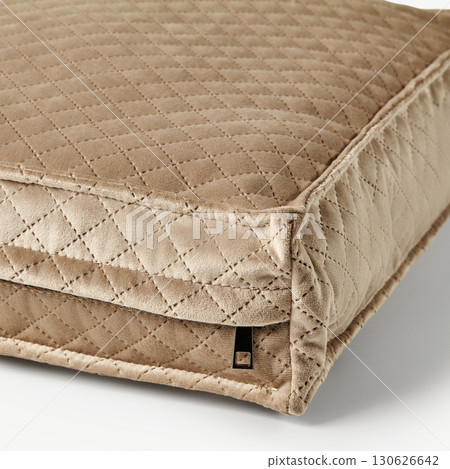 Beige velvet cushion with diamond pattern stitching Beige velvet cushion with diamond pattern stitching 130626642