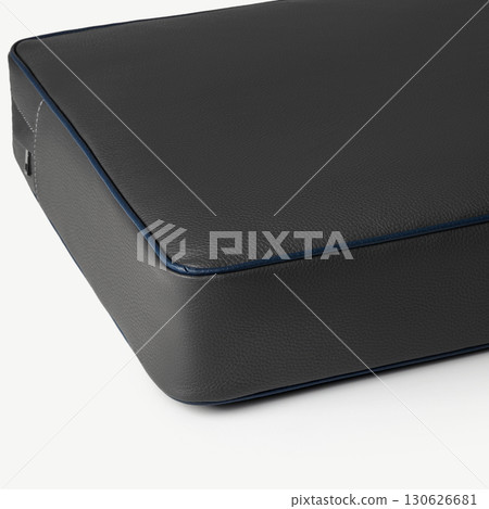Close-up of stylish gray leather briefcase with blue trim on white background Close-up of stylish gray leather briefcase with blue trim on white background 130626681
