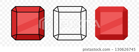 Shiny Red Gemstone Diamond Flat Icon Set with Faceted Gemstone Outline and Glossy Gemstone Crystal, Vector Illustration. Jewelry, Luxury Design, Logo, Decoration, Fashion Accessories, Precious Stones Shiny Red Gemstone Diamond Flat Icon Set with Faceted Gemstone Outline and Glossy Gemstone Crystal, Vector Illustration. Jewelry, Luxury Design, Logo, Decoration, Fashion Accessories, Precious Stones 130626745