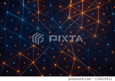 Colorful geometric pattern with glowing nodes on a dark background showcasing a modern design 130626812