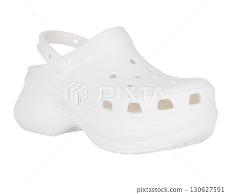 White foam clog shoe with platform sole 130627591