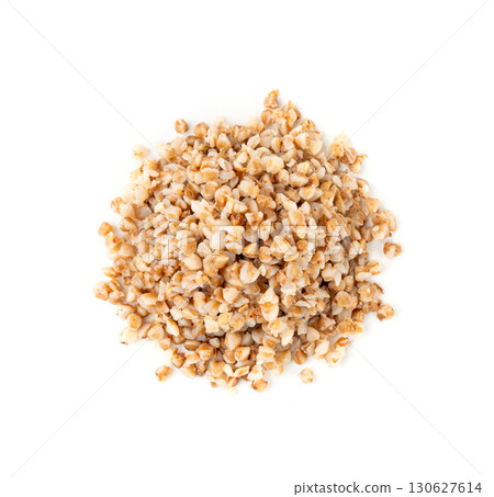Boiled Buckwheat Pile Isolated, Cooked Buck Wheat Grains, Porridge Heap, Cook Buckwheat 130627614
