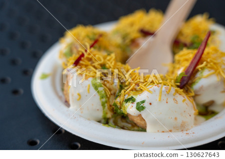 Dahi Puri chat indian snack. Dahi Batata Puri 130627643
