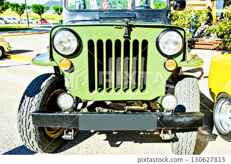 Details of an old, classic car, retro vehicle. Details of an old, classic car, retro vehicle. 130627815