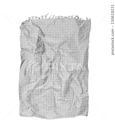 Crumpled Torn Checkered Paper on White Background for Study and Recycling Crumpled Torn Checkered Paper on White Background for Study and Recycling 130628231
