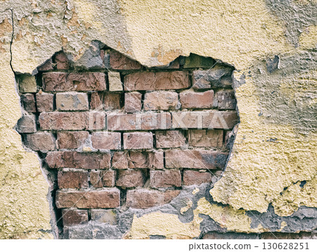 Old Brick Wall with Peeling Plaster and Paint for Design Old Brick Wall with Peeling Plaster and Paint for Design 130628251
