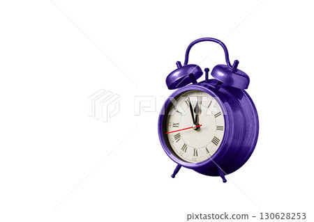 retro clock, watch, pointer clock, Purple, violet color alarm clock on isolated white background retro clock, watch, pointer clock, Purple, violet color alarm clock on isolated white background 130628253