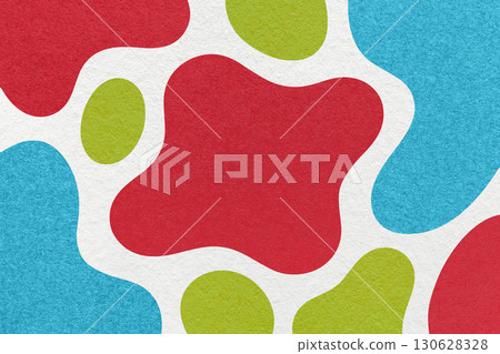 Abstract red, green, blue and white background with amorphous shapes and spots, paper texture in flat organic design 130628328