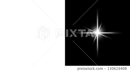 透明和黑色背景上的光星效果 130628406